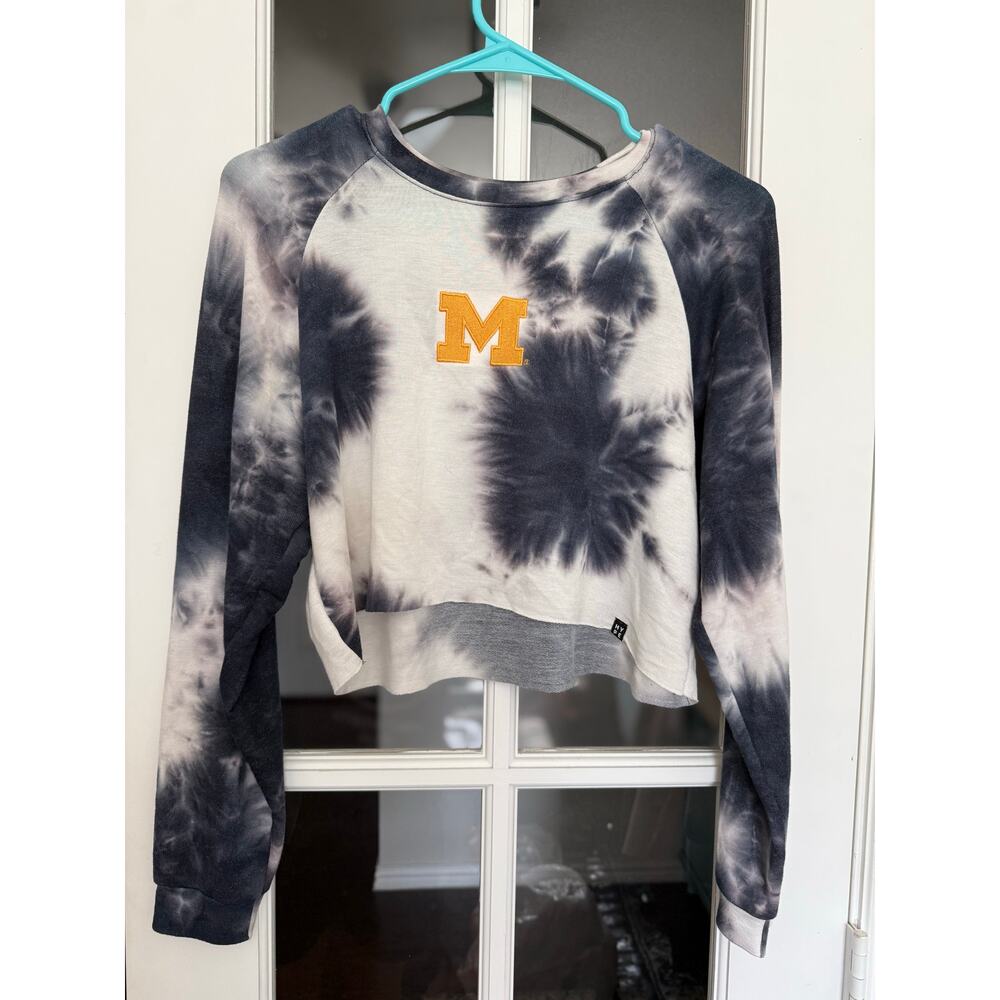 Hype & Vice university of Michigan navy Tie Dye Dreams Cropped Top Womens XS